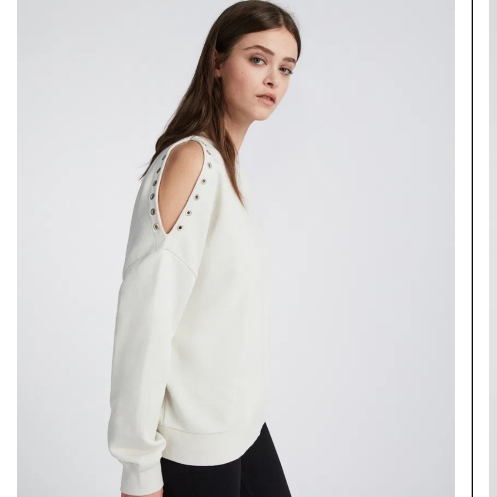 All Saints Cruz Unai White Cutout Shoulder Sweatshirt